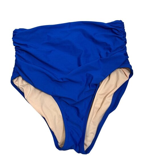 J. Crew Bandeau 2 Piece Bikini Swimsuit Size Small 32 B High Waist Ruched Blue - Picture 4 of 16